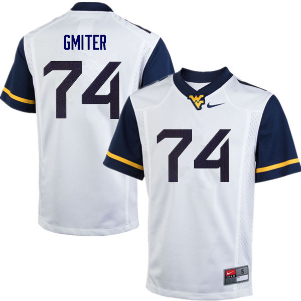 NCAA Men's James Gmiter West Virginia Mountaineers White #74 Nike Stitched Football College Authentic Jersey DU23E65SD